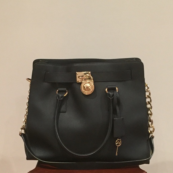 Michael Kors Handbags - MK Original Hamilton Black Leather Satchel